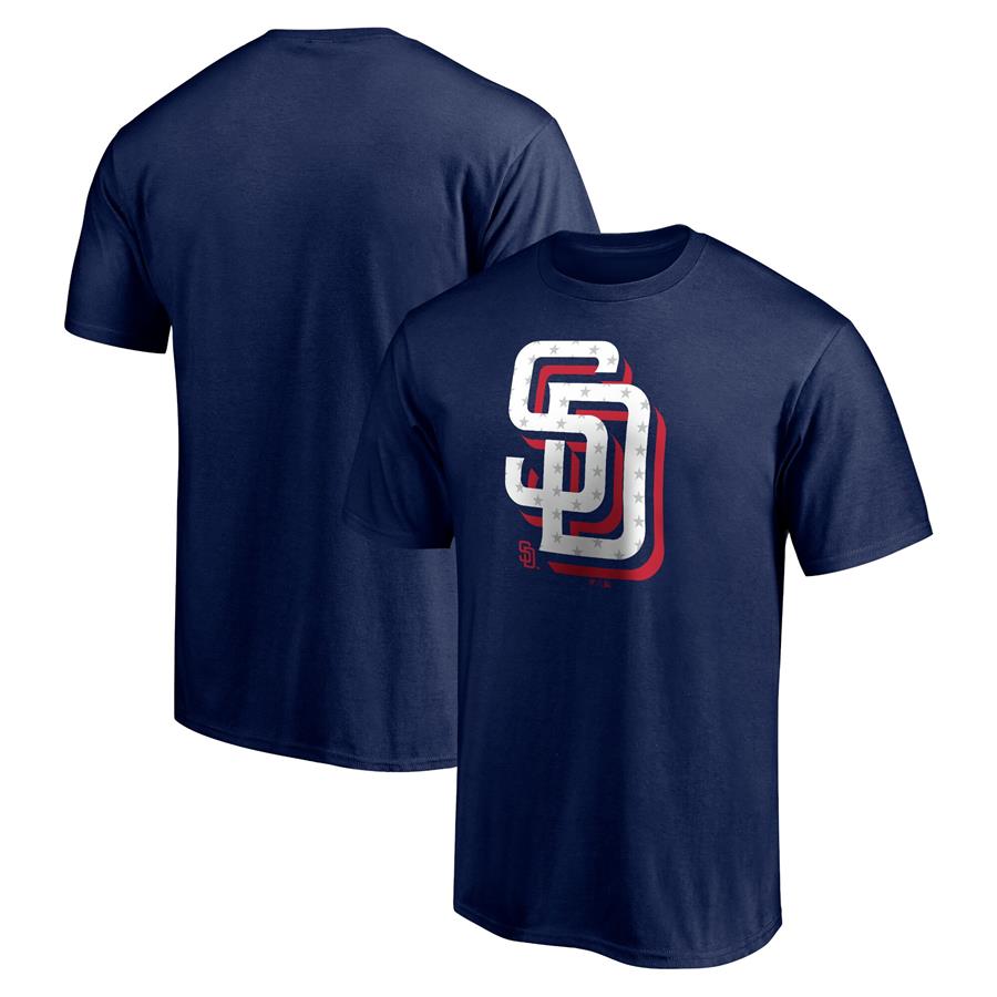 San Diego Padres Fanatics Branded Red White and Team T-Shirt - Navy