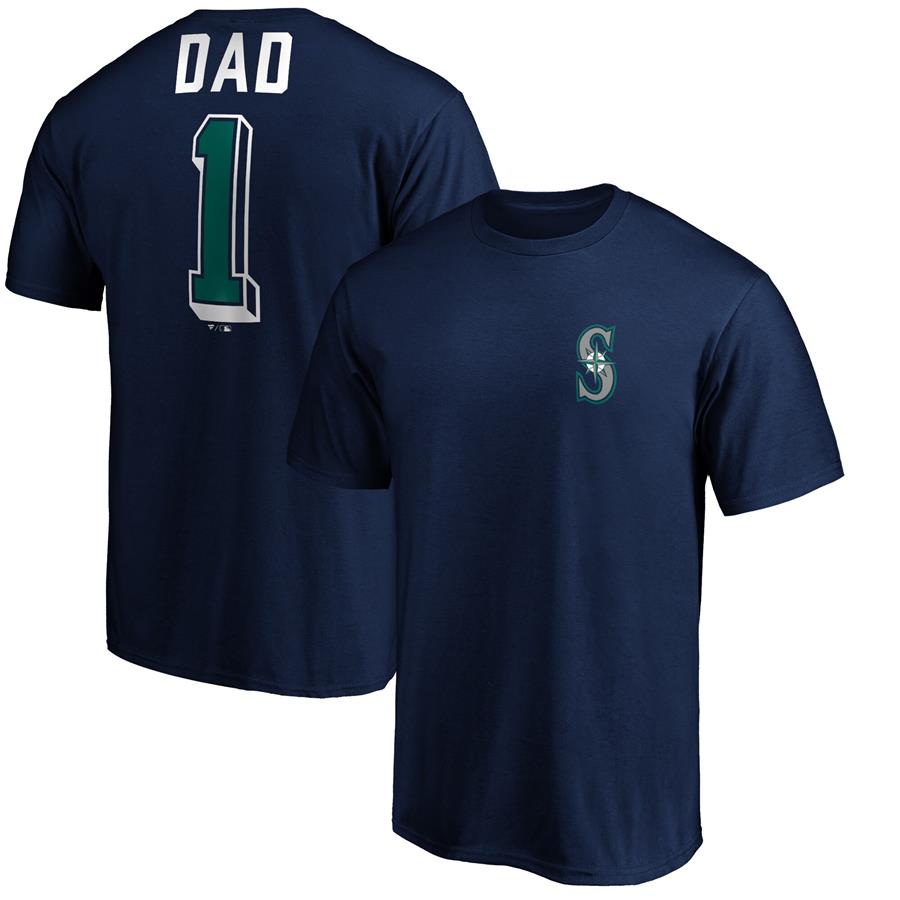 Seattle Mariners Fanatics Branded Number One Dad T-Shirt - Navy