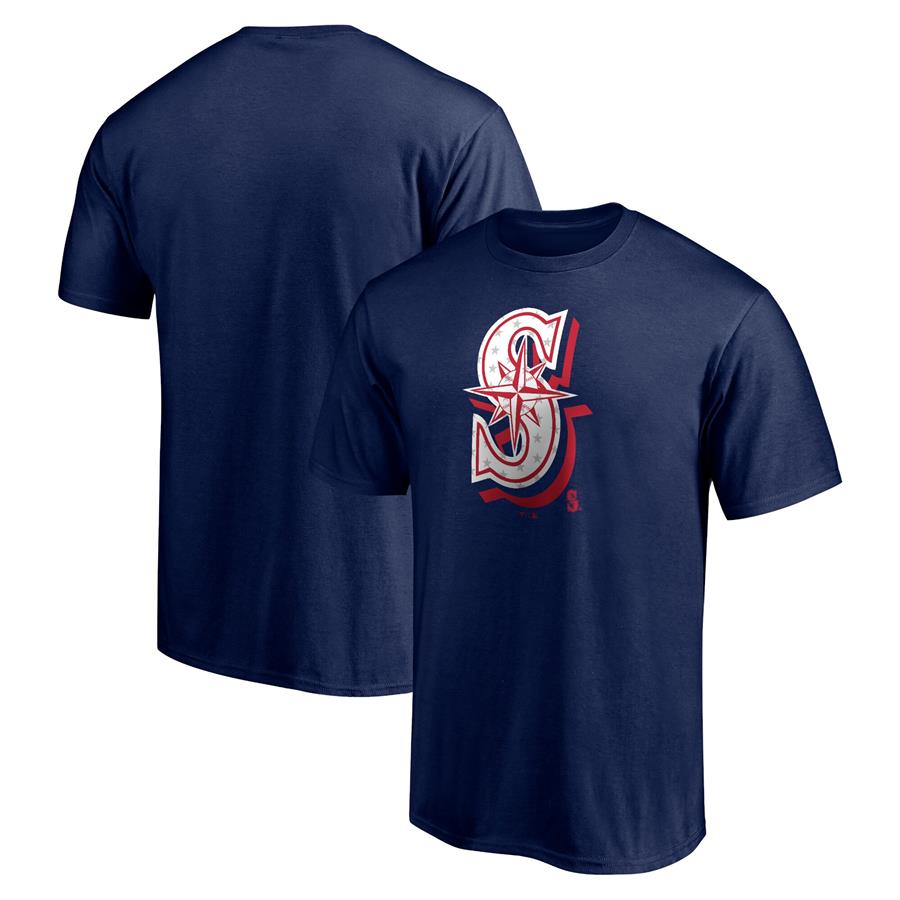 Seattle Mariners Fanatics Branded Red White and Team T-Shirt - Navy