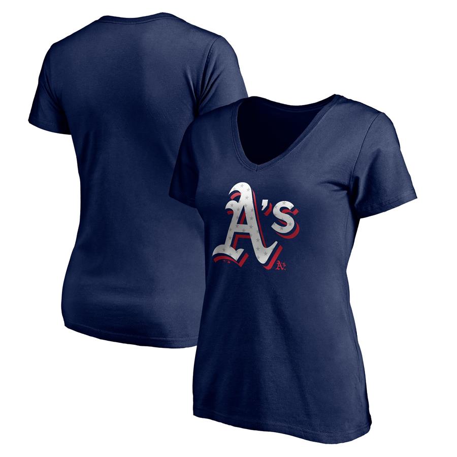Женская футболка с V-вырезом Oakland Athletics Fanatics Branded Red White and Team (тёмно-синий)