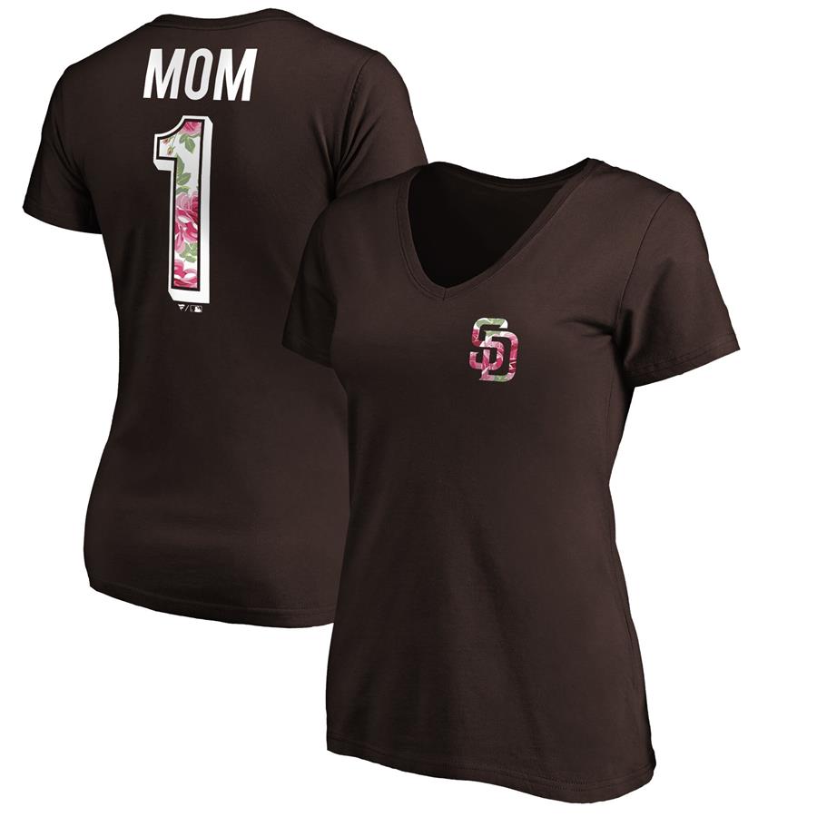 San Diego Padres Fanatics Branded Women's Mother's Day V-Neck T-Shirt - Brown