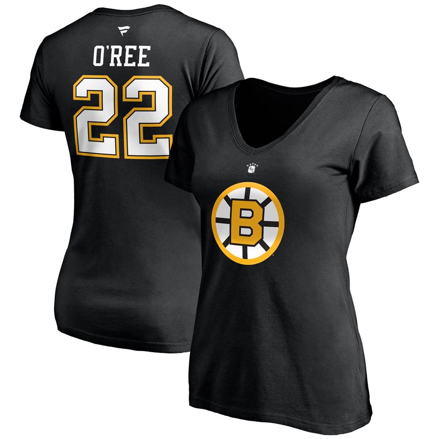 Willie O'Ree Boston Bruins Fanatics Branded Women's Authentic Stack Retired Player Name & Number V-Neck T-Shirt - Black