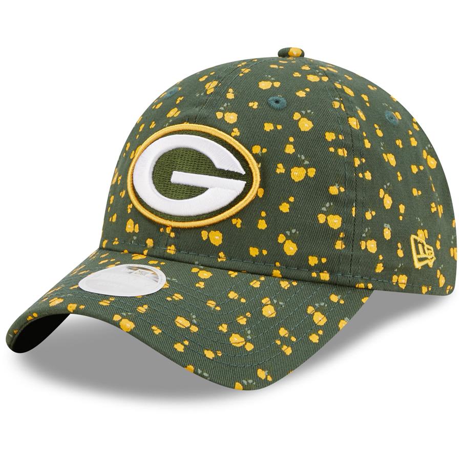 Green Bay Packers New Era Women's Floral 9TWENTY Adjustable Hat - Green