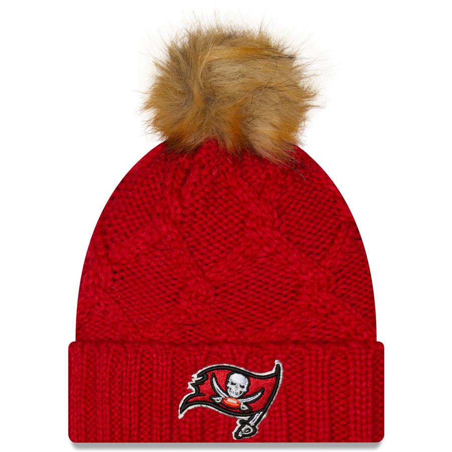 Tampa Bay Buccaneers New Era Women's Luxe Cuffed Knit Hat with Pom - Red