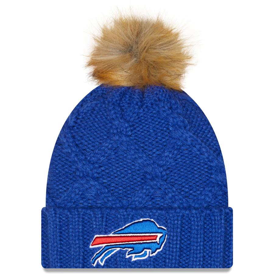 Buffalo Bills New Era Women's Luxe Cuffed Knit Hat with Pom - Royal