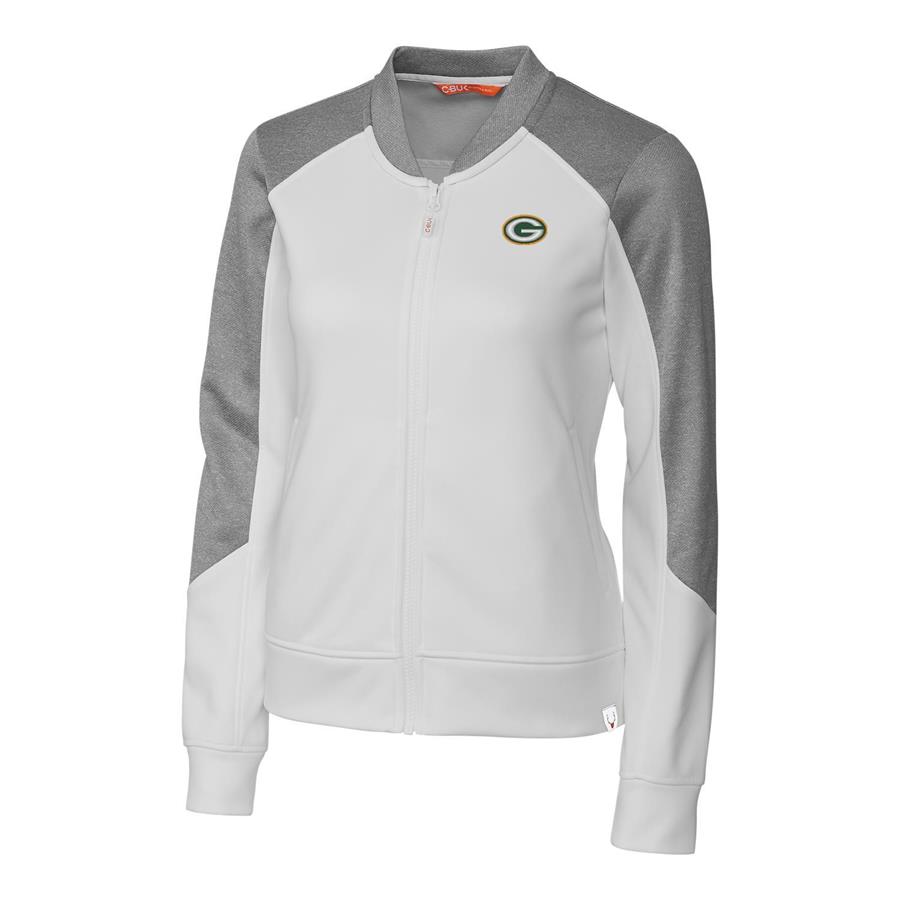 Green Bay Packers Cutter & Buck Women's Pop Fly Full-Zip Jacket - White