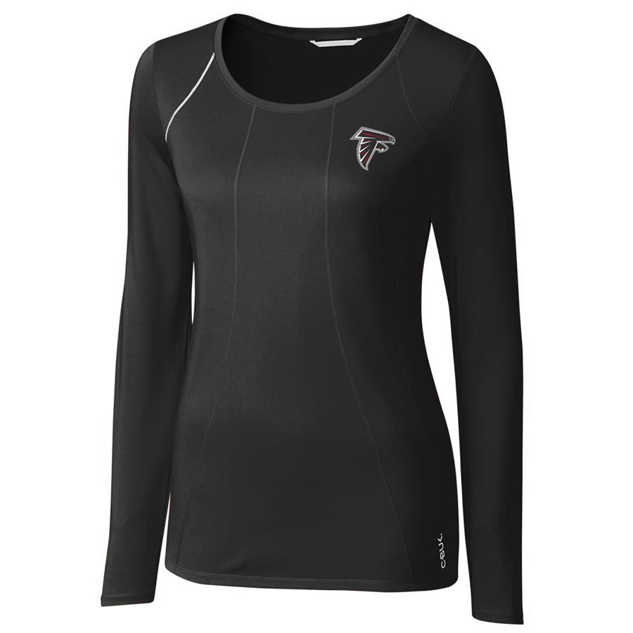Atlanta Falcons Cutter & Buck Women's Jaimie Scoop Neck Long Sleeve T-Shirt - Black
