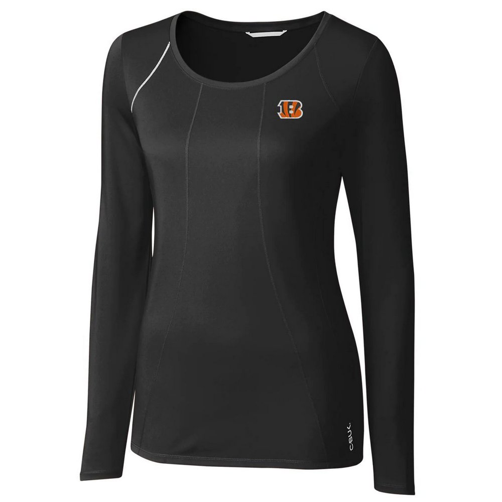 Cincinnati Bengals Cutter & Buck Women's Jaimie Scoop Neck Long Sleeve T-Shirt - Black