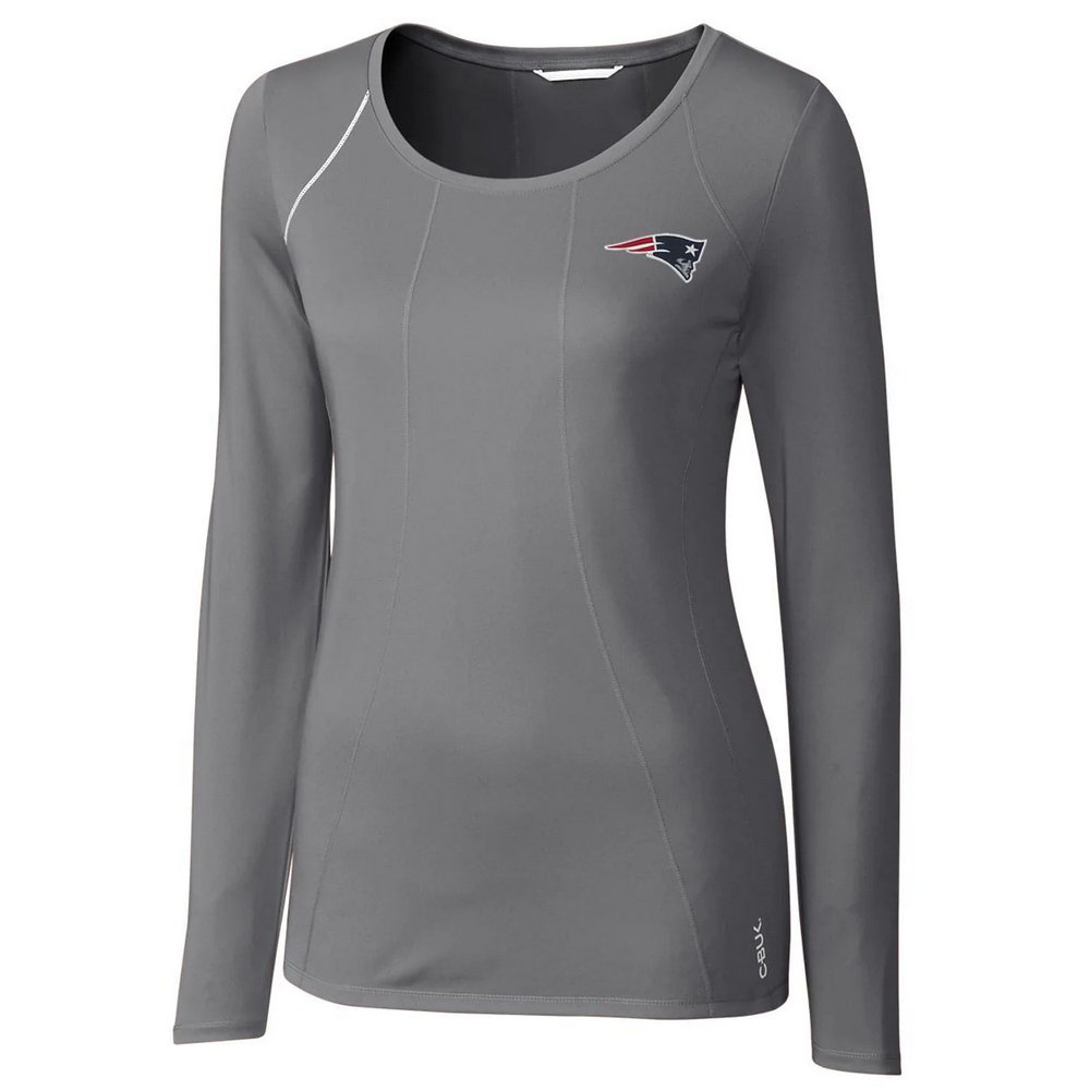 New England Patriots Cutter & Buck Women's Jaimie Scoop Neck Long Sleeve T-Shirt - Gray