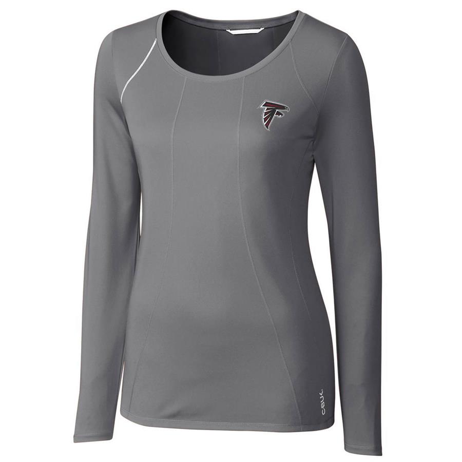 Atlanta Falcons Cutter & Buck Women's Jaimie Scoop Neck Long Sleeve T-Shirt - Gray