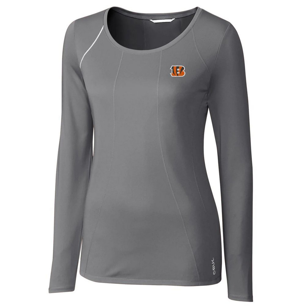 Cincinnati Bengals Cutter & Buck Women's Jaimie Scoop Neck Long Sleeve T-Shirt - Gray