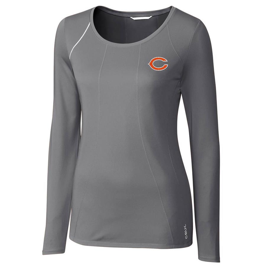 Chicago Bears Cutter & Buck Women's Jaimie Scoop Neck Long Sleeve T-Shirt - Gray