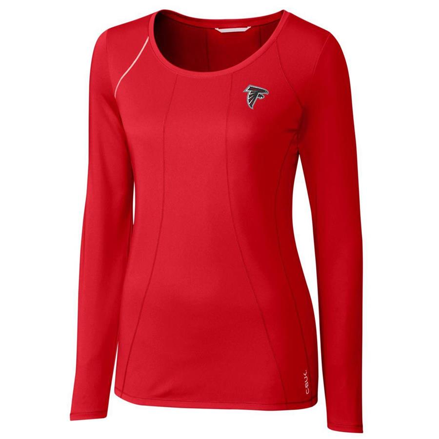 Atlanta Falcons Cutter & Buck Women's Jaimie Scoop Neck Long Sleeve T-Shirt - Red