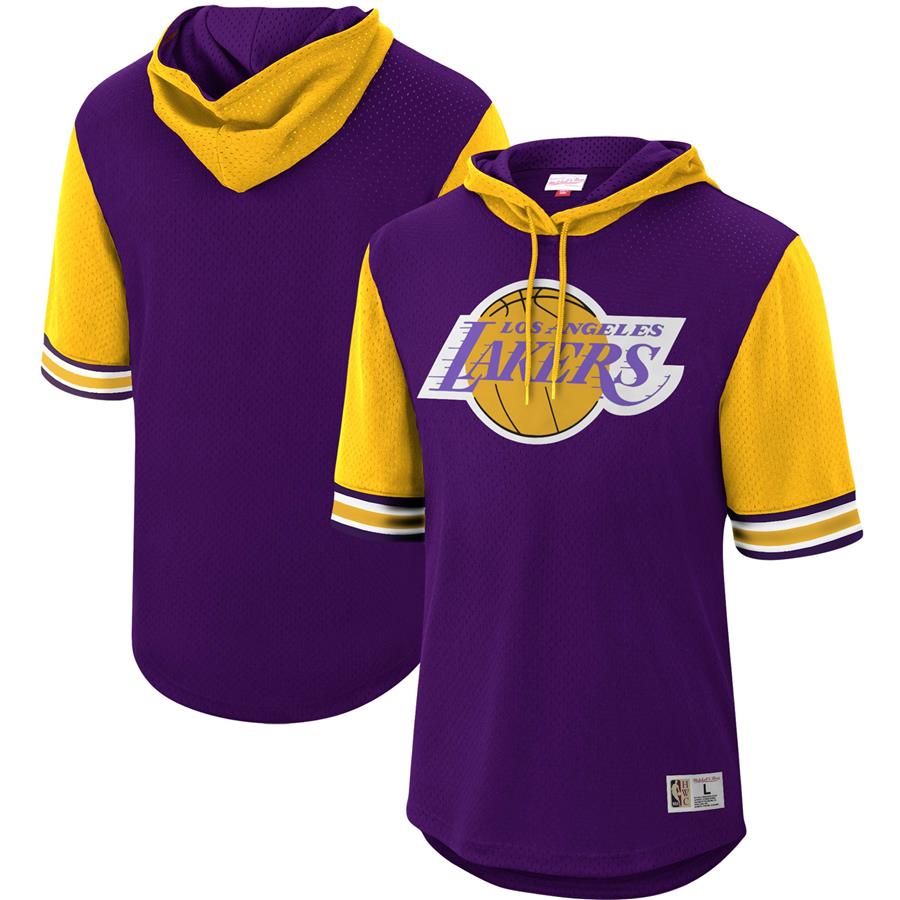 Los Angeles Lakers Mitchell & Ness Hardwood Classics Buzzer Beater Mesh Pullover Hoodie - Purple