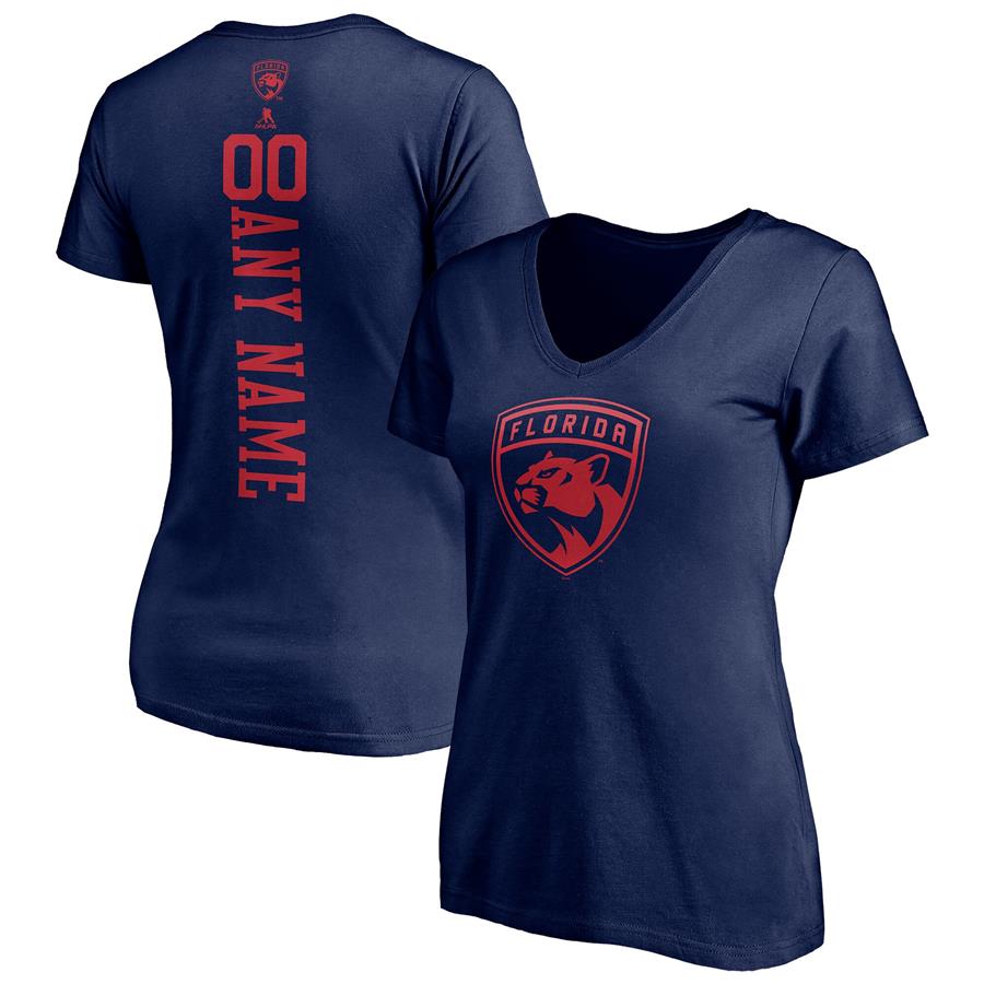 Женская футболка с V-вырезом Florida Panthers Fanatics Branded Personalized Name & Number One Color (тёмно-синий)