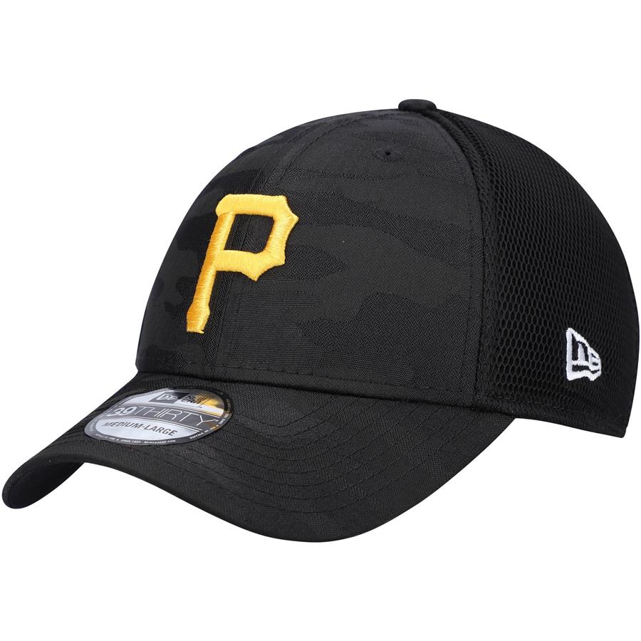 Pittsburgh Pirates New Era Camo Tone 39THIRTY Flex Hat - Black