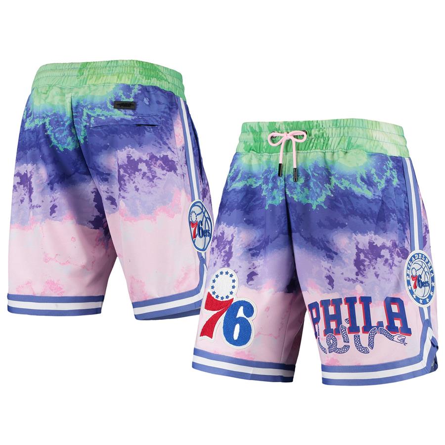 Philadelphia 76ers Pro Standard Multicolor Dip-Dye Shorts - Pink