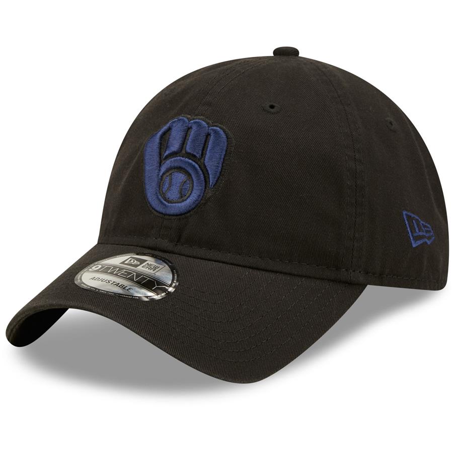 Milwaukee Brewers New Era Logo Core Classic 9TWENTY Adjustable Hat - Black