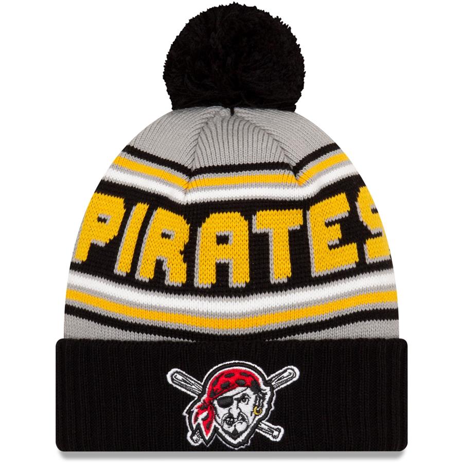 Pittsburgh Pirates New Era Cheer Cuffed Knit Hat with Pom - Black