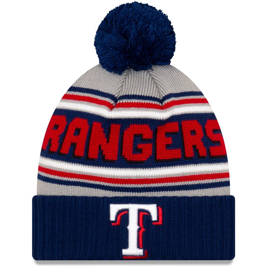 Texas Rangers New Era Cheer Cuffed Knit Hat with Pom - Royal