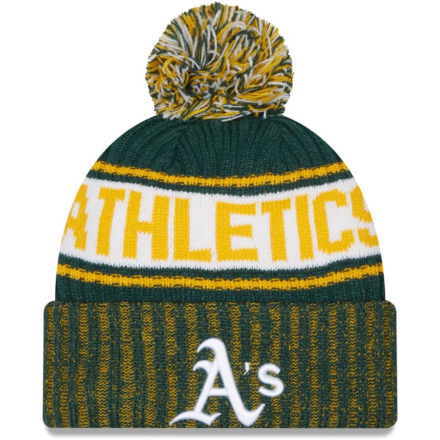 Oakland Athletics New Era Marl Cuffed Knit Hat with Pom - Green
