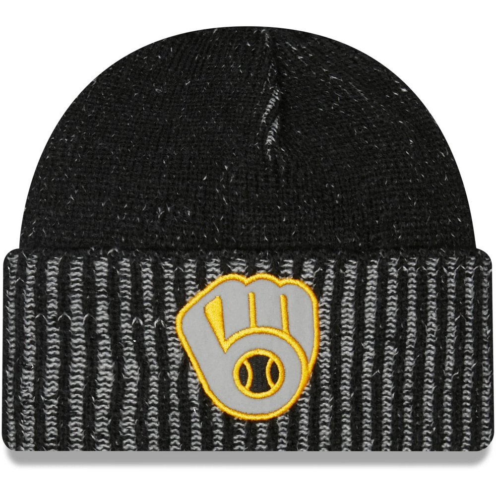Milwaukee Brewers New Era Pop Flect Cuffed Knit Hat - Black
