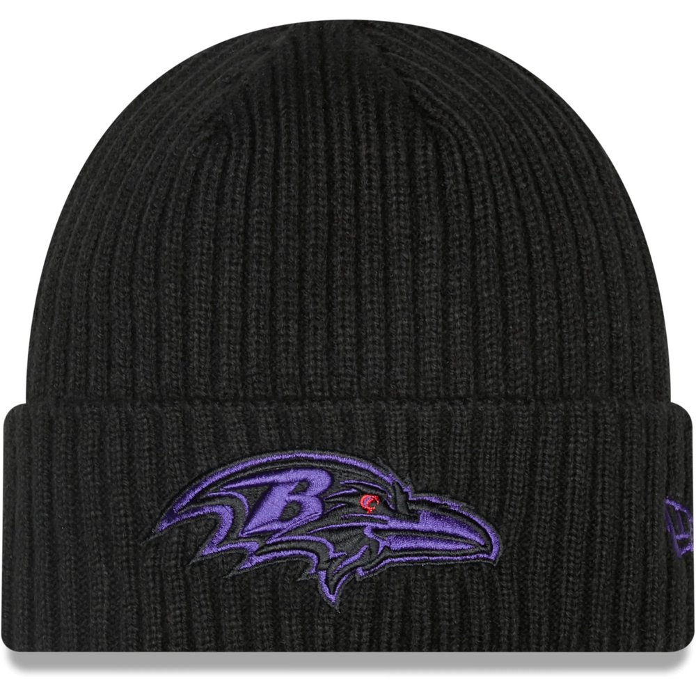 Baltimore Ravens New Era Logo Core Classic Cuffed Knit Hat - Black