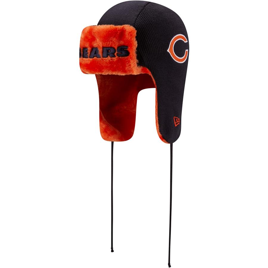 Chicago Bears New Era Helmet Head Trapper Knit Hat - Navy
