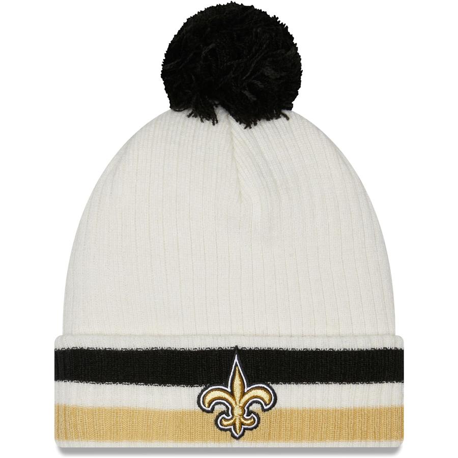 New Orleans Saints New Era Retro Cuffed Knit Hat with Pom - White