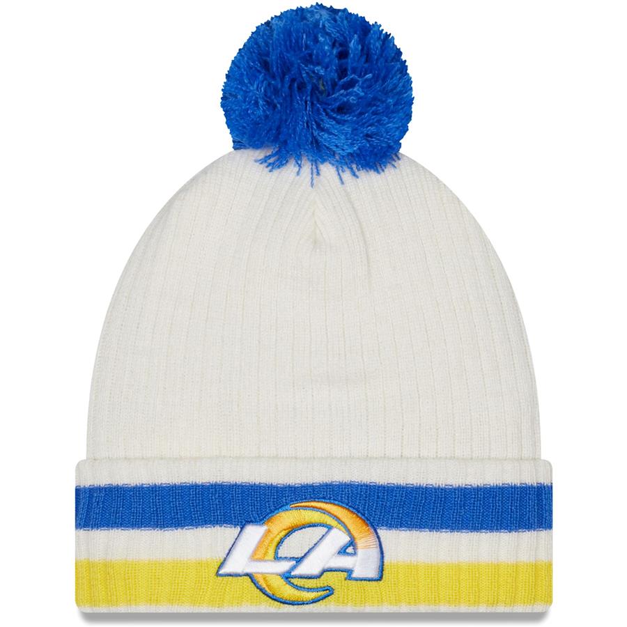 Los Angeles Rams New Era Retro Cuffed Knit Hat with Pom - White