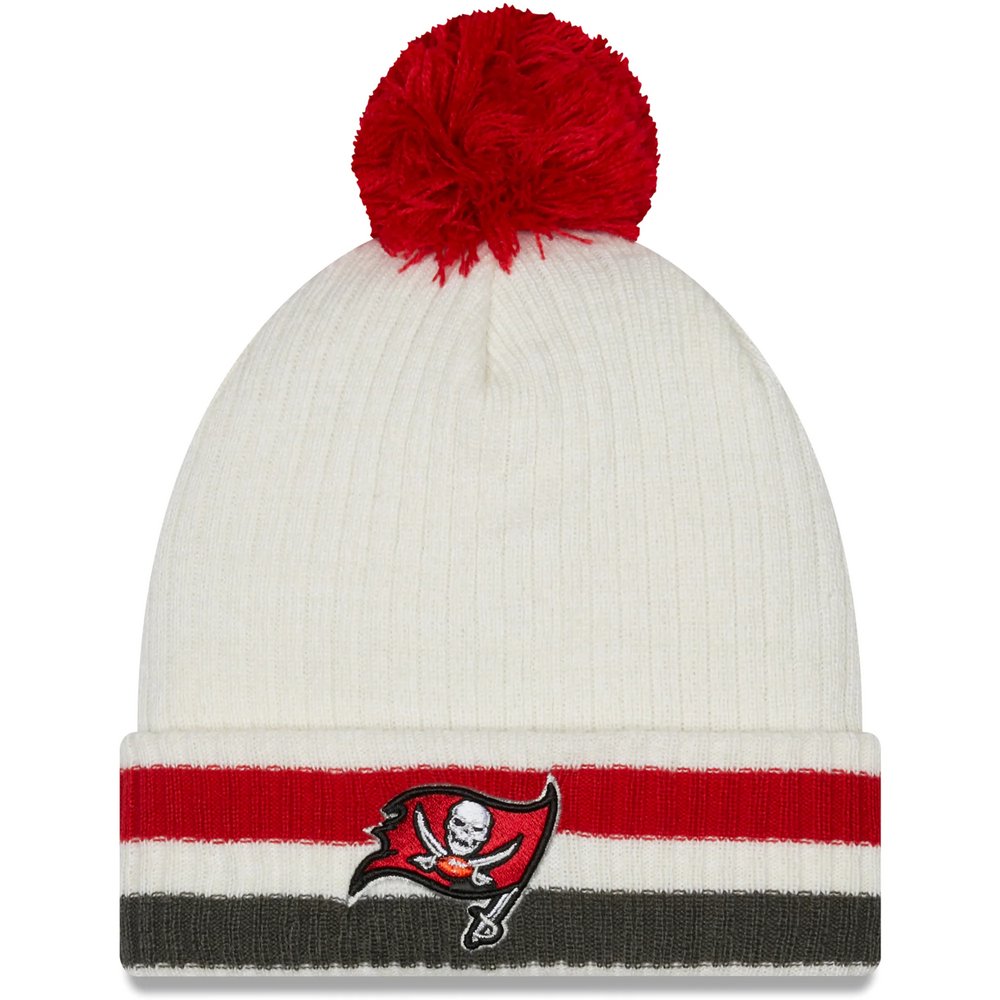 Tampa Bay Buccaneers New Era Retro Cuffed Knit Hat with Pom - White