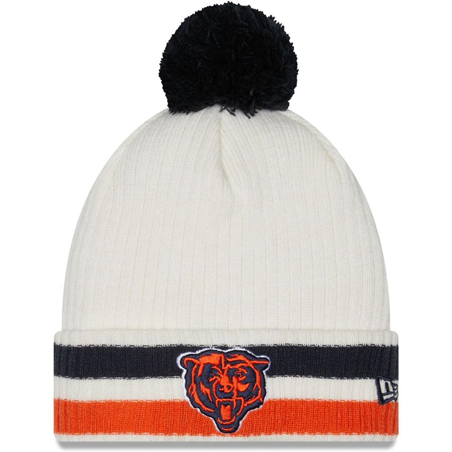 Chicago Bears New Era Retro Cuffed Knit Hat with Pom - White
