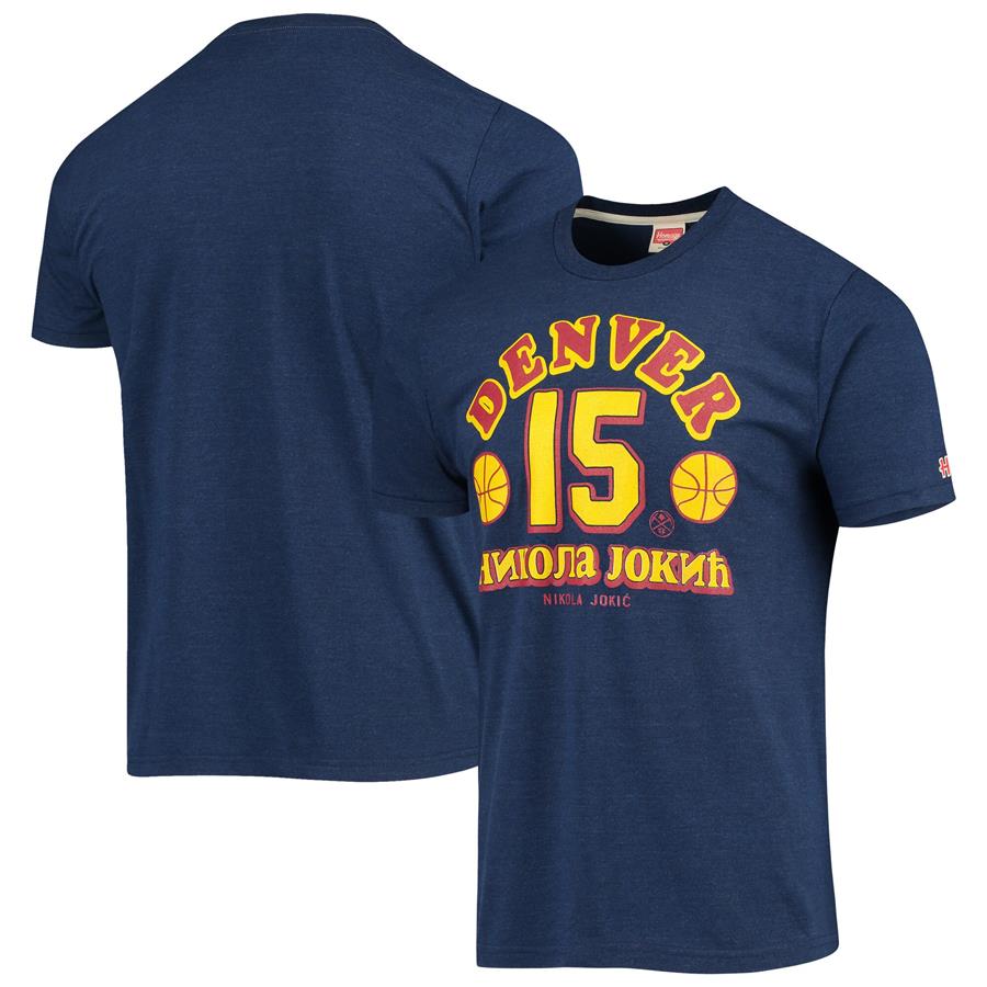 Nikola Jokic Denver Nuggets Homage Serbian Tri-Blend T-Shirt - Navy