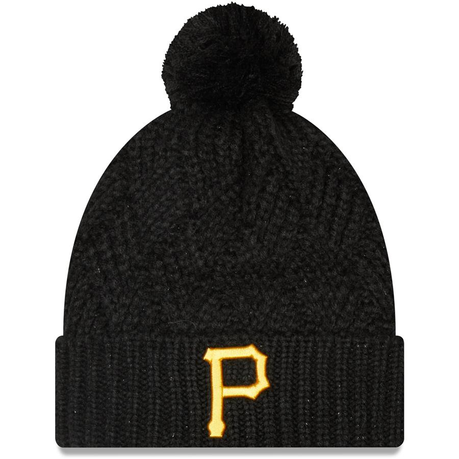 Pittsburgh Pirates New Era Women's Brisk Cuffed Knit Hat with Pom - Black