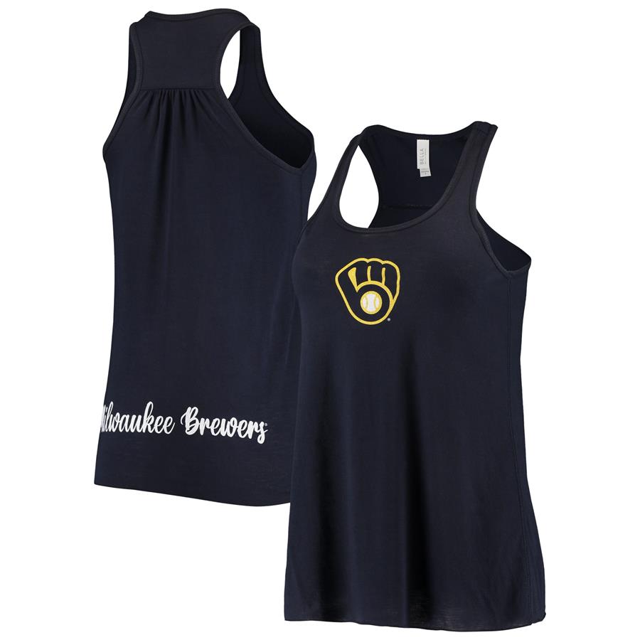 Milwaukee Brewers Soft as a Grape Women's Front & Back Tank Top - Navy