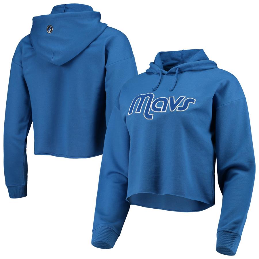 Dallas Mavericks FISLL Women's Logo Cropped Pullover Hoodie - Blue