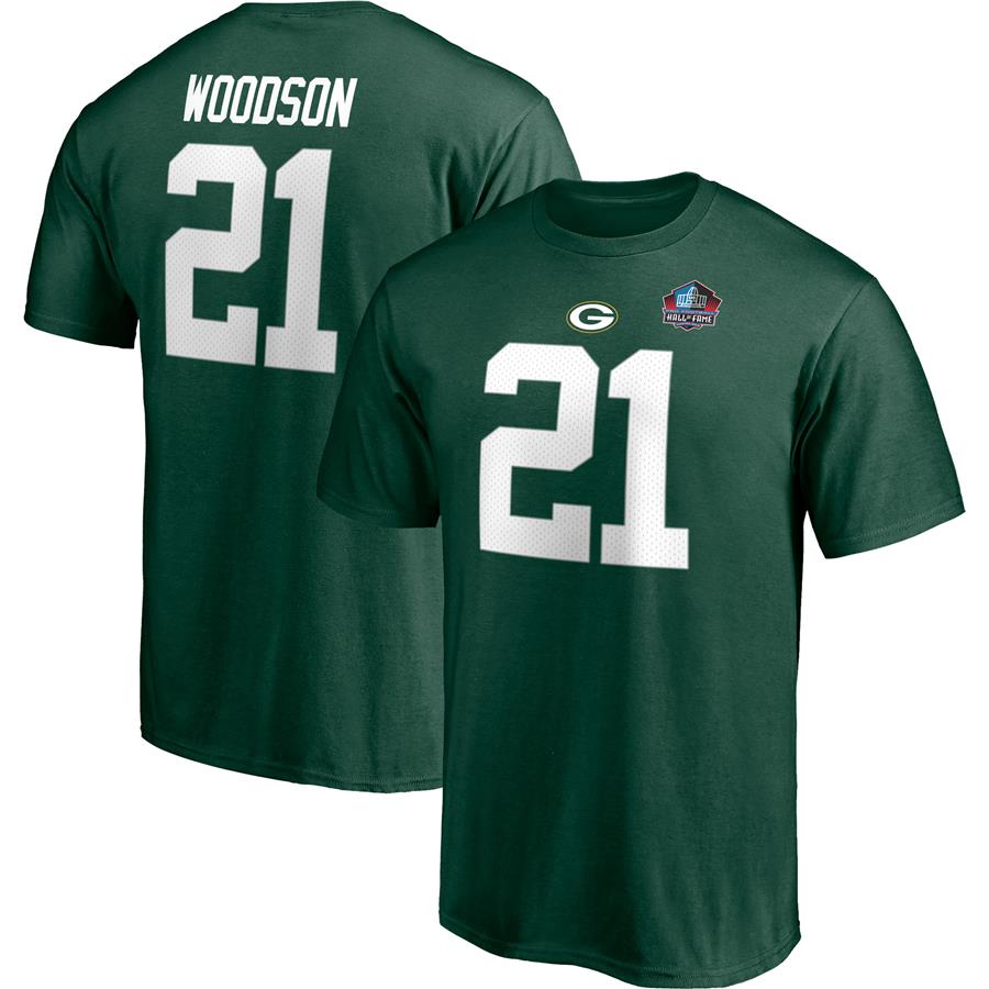 Charles Woodson Green Bay Packers Fanatics Branded NFL Hall of Fame Class of 2021 Name & Number T-Shirt - Green