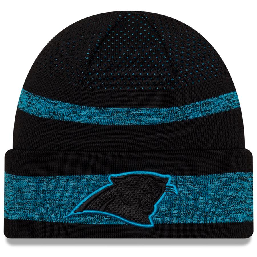 Carolina Panthers New Era 2021 NFL Sideline Tech Cuffed Knit Hat - Black