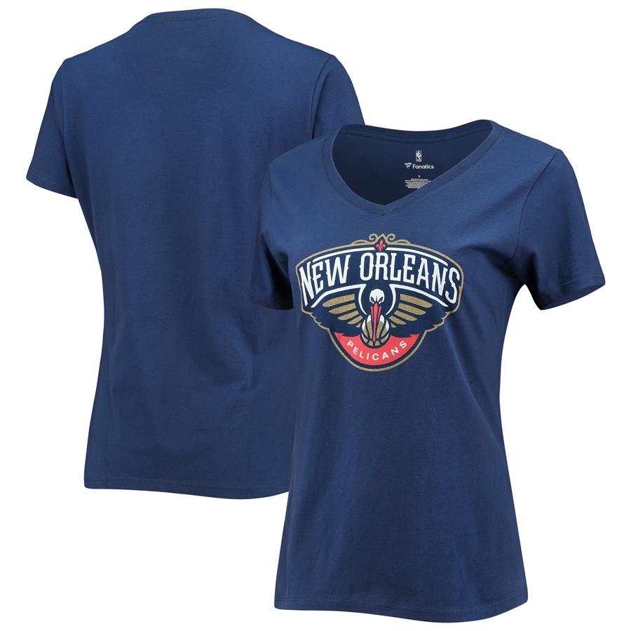 New Orleans Pelicans Fanatics Branded Women's Primary Logo V-Neck T-Shirt - Navy