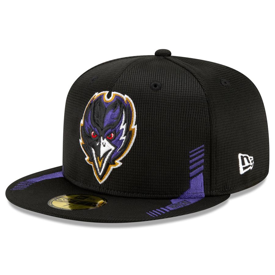Baltimore Ravens New Era 2021 NFL Sideline Home 59FIFTY Fitted Hat - Black