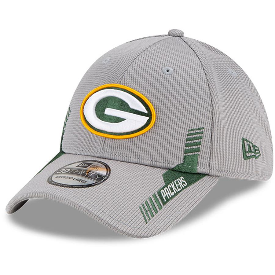 Green Bay Packers New Era 2021 NFL Sideline Home 39THIRTY Flex Hat - Gray