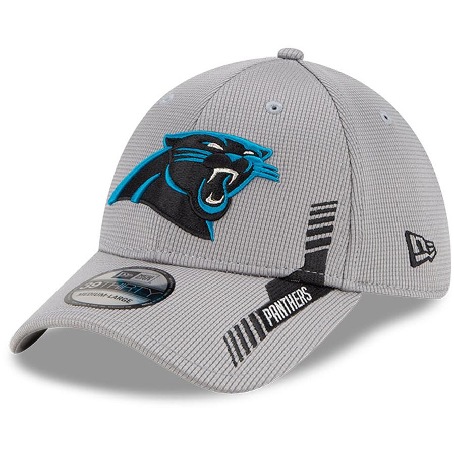 Carolina Panthers New Era 2021 NFL Sideline Home 39THIRTY Flex Hat - Gray