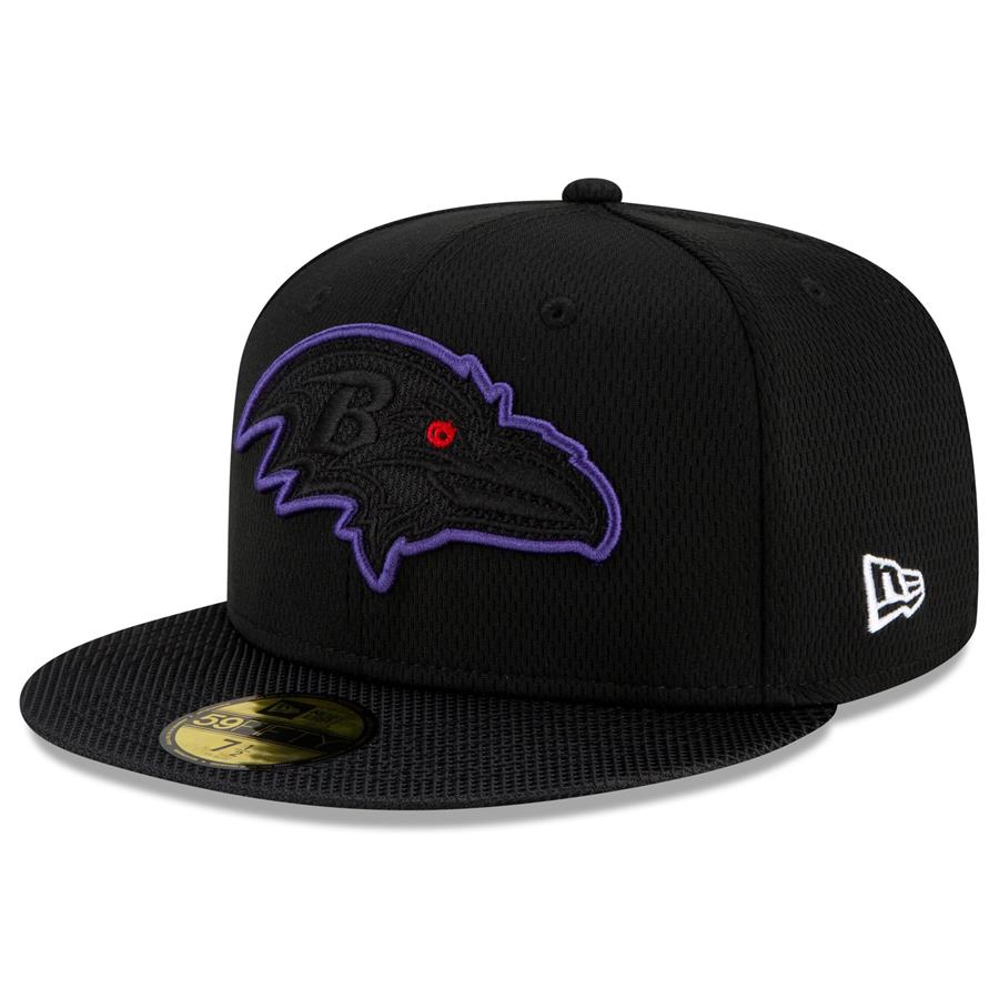 Baltimore Ravens New Era 2021 NFL Sideline Road 59FIFTY Fitted Hat - Black