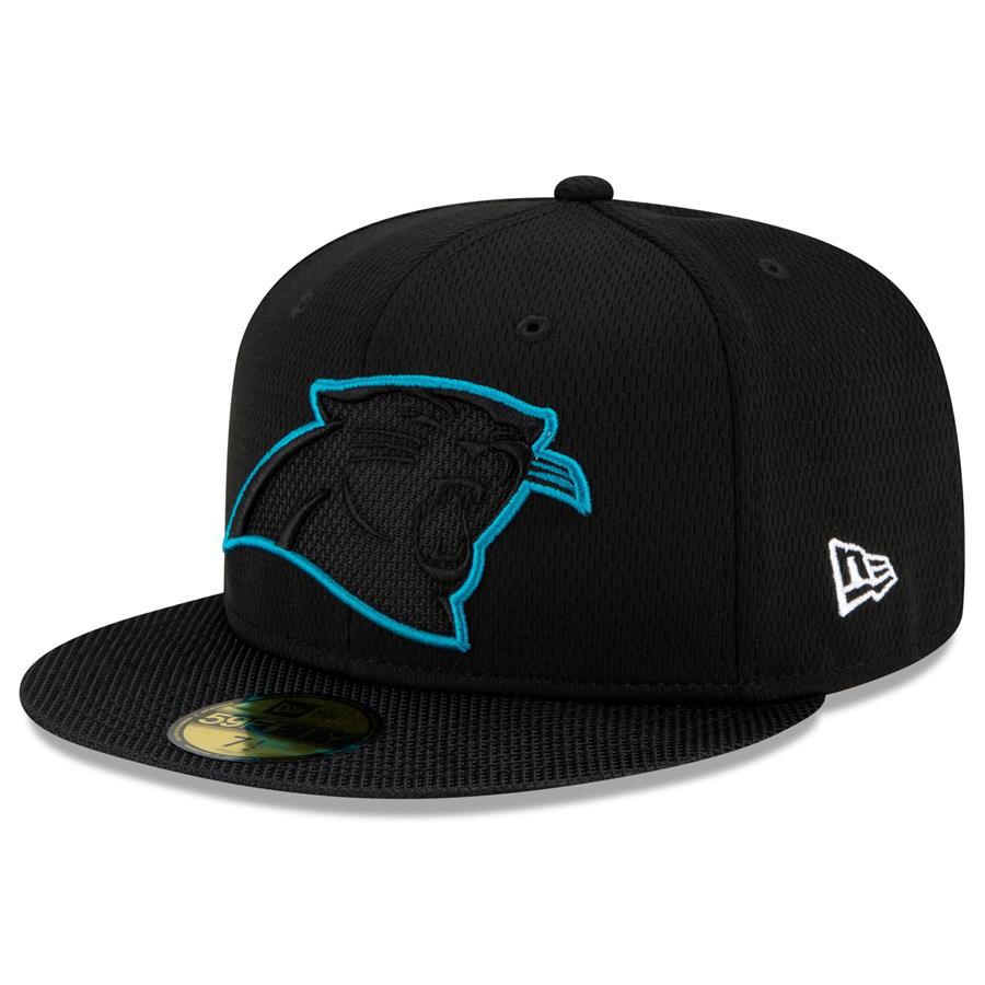 Carolina Panthers New Era 2021 NFL Sideline Road 59FIFTY Fitted Hat - Black