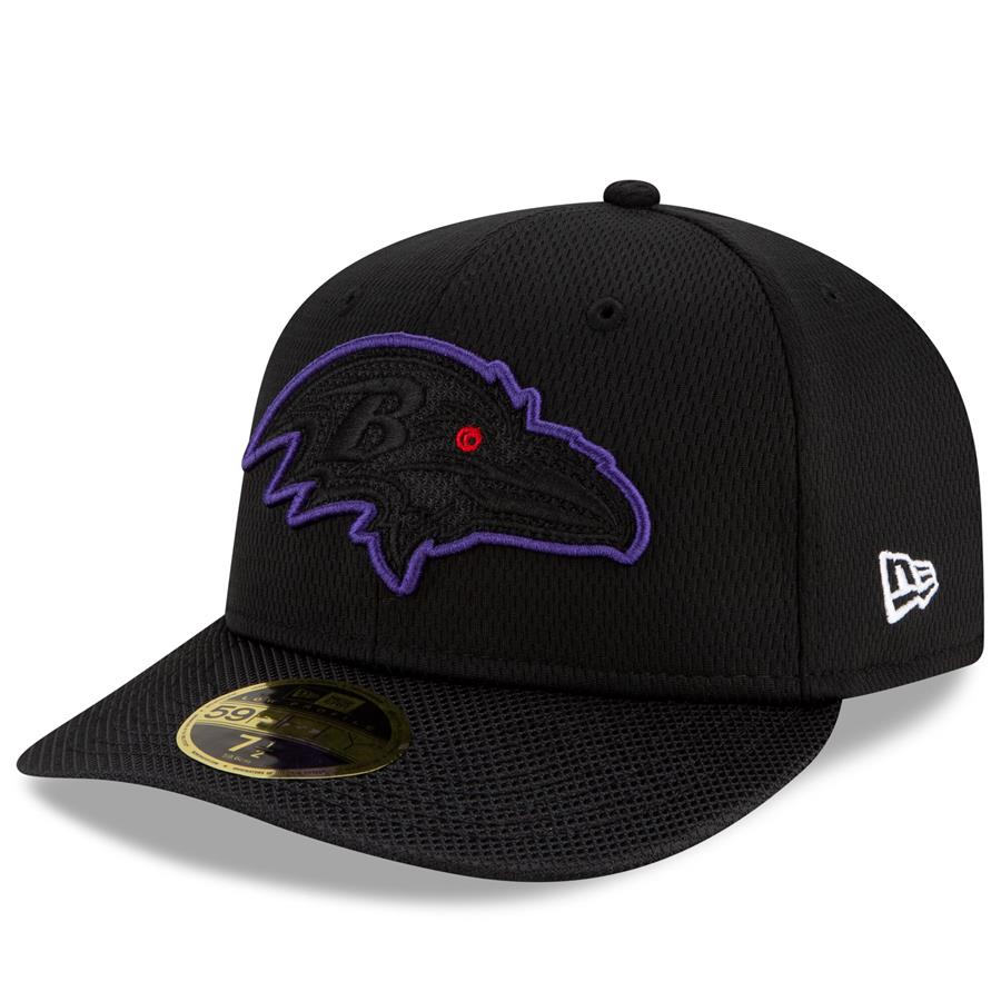 Baltimore Ravens New Era 2021 NFL Sideline Road Low Profile 59FIFTY Fitted Hat - Black
