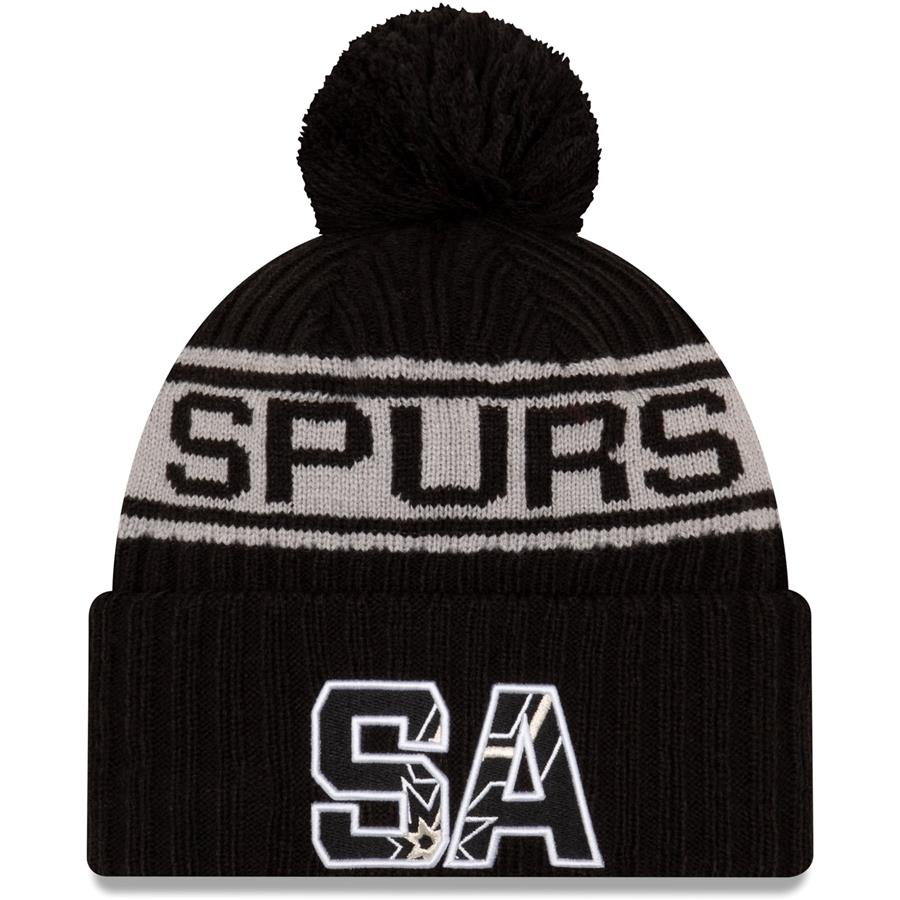 San Antonio Spurs New Era 2021 NBA Draft Cuffed Knit Hat with Pom - Black