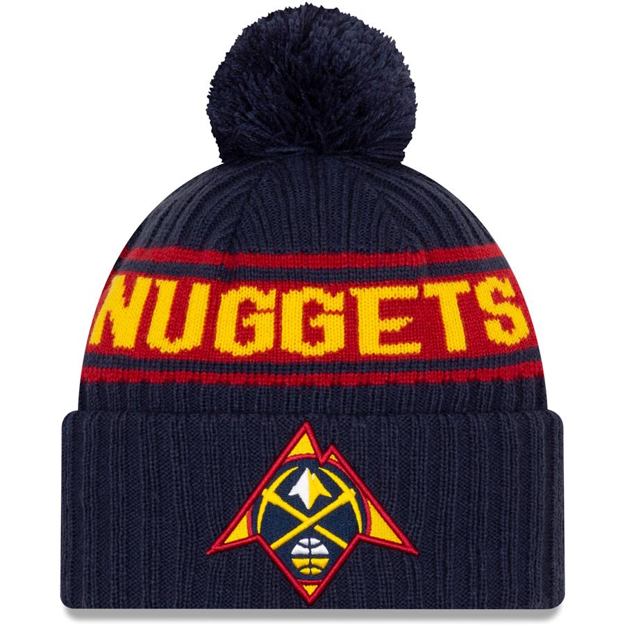 Denver Nuggets New Era 2021 NBA Draft Cuffed Knit Hat with Pom - Navy