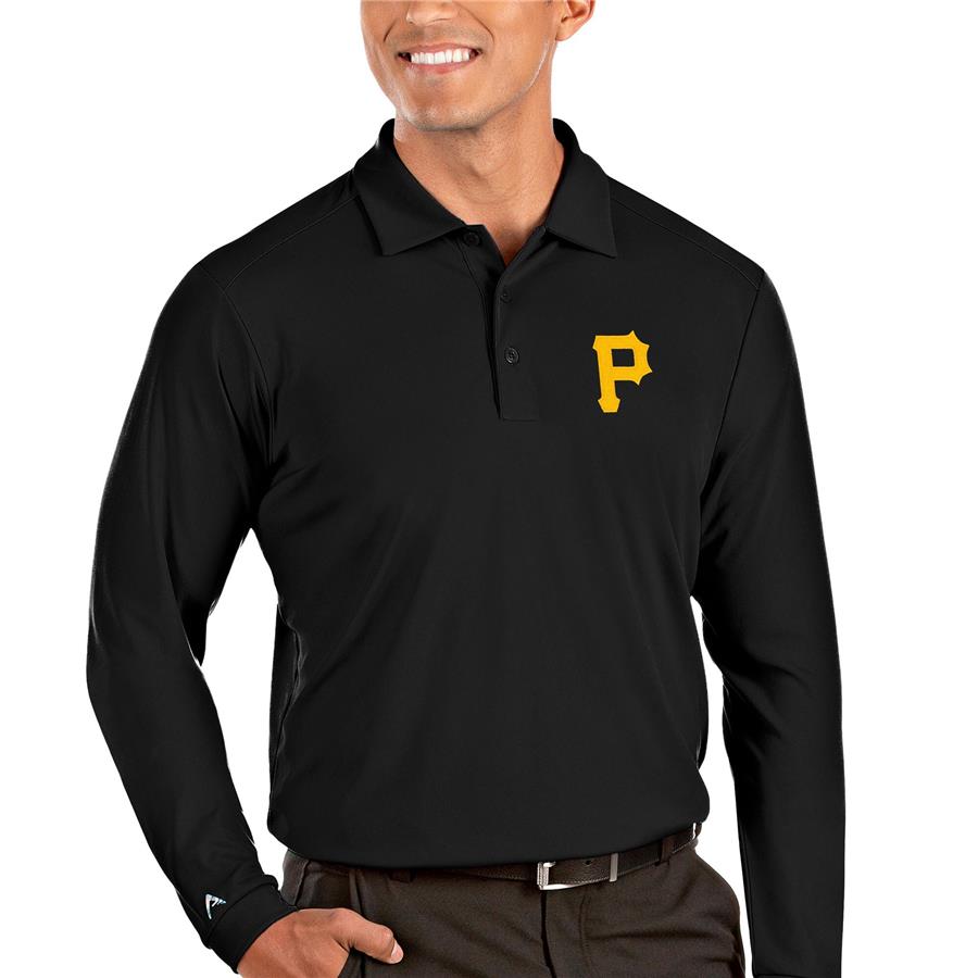 Pittsburgh Pirates Antigua Tribute Long Sleeve Polo - Black