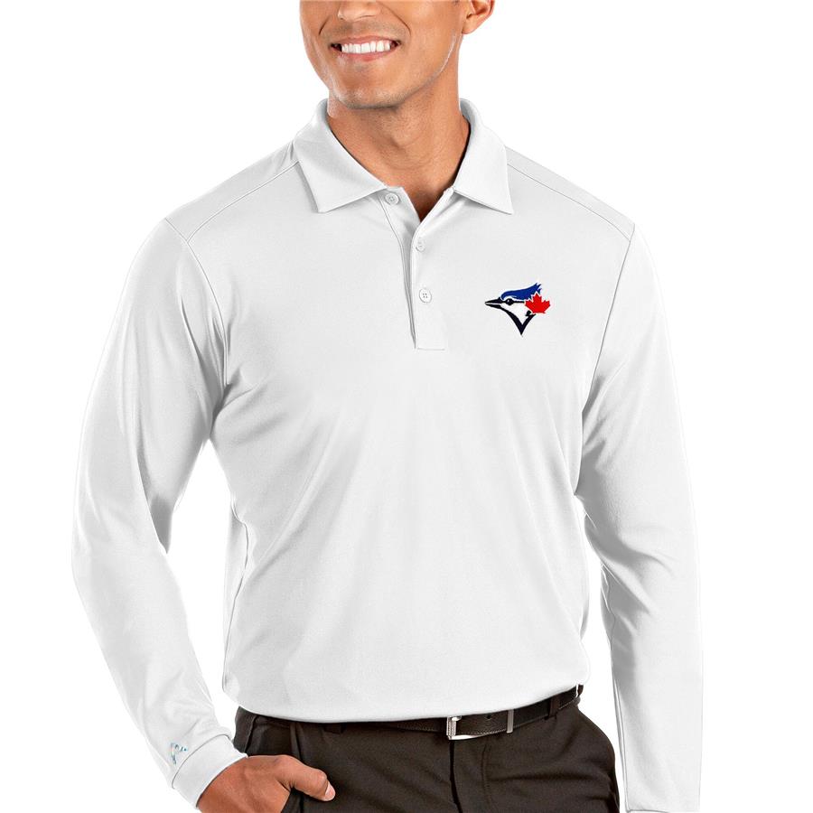 Toronto Blue Jays Antigua Tribute Long Sleeve Polo - White