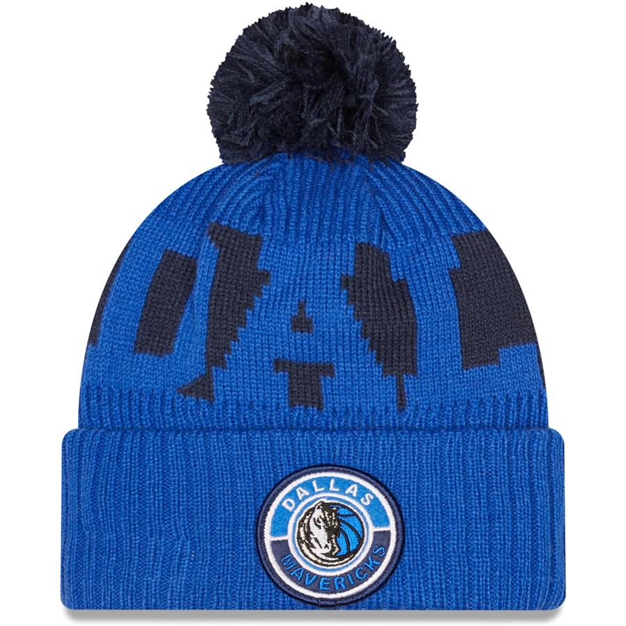 Dallas Mavericks New Era Sport Logo Cuffed Knit Hat with Pom - Blue